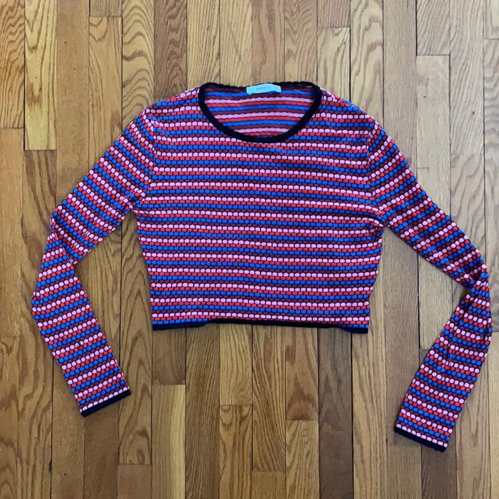 ZARA multi colored cropped long sleeve